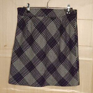 Loft Purple Black Wool Blend Tweed Mini Skirt 0